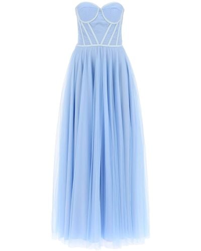 19:13 Dresscode 1913 Código de vestimenta Maxi Tulle Bustier Vestido - Azul