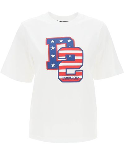 DSquared² Easy Fit T -Shirt mit Grafikdruck - Weiß