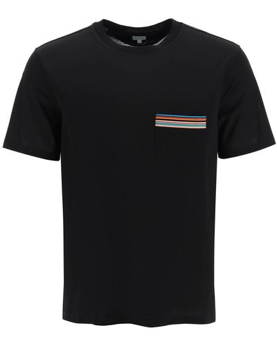 Paul Smith 'signature Stripe' Pocket T -shirt - Zwart