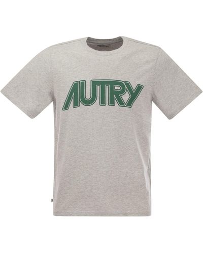 Autry Crew-neck T-shirt With Front Logo - Gray