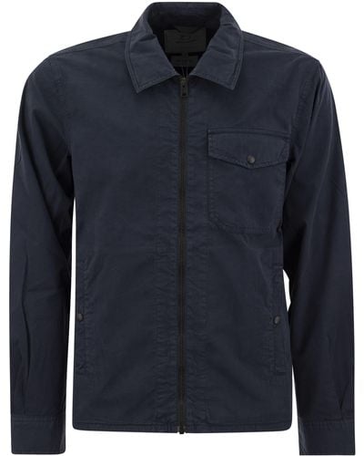 Woolrich Giacca per camicia tinta di abbigliamento di in cotone puro - Blu