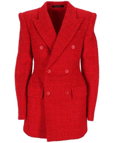 Balenciaga Chaqueta blazer de tweed - Rojo