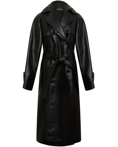 Dolce & Gabbana Coat en cuir Foto - Noir