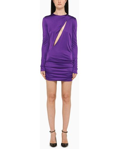 Versace Purple Mini Kleid Mit Schnitten - Paars