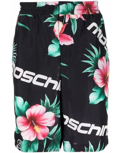 Moschino Pantalones cortos de seda con estampado floral de alta costura moschino - Negro