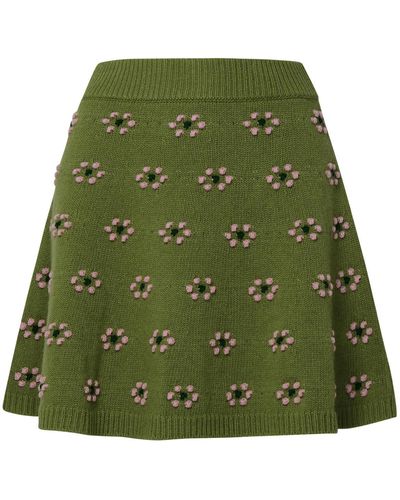 KENZO Mini falda de lana verde