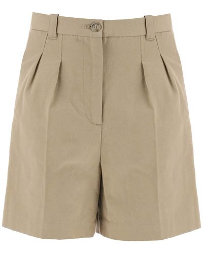 A.P.C. Cotton And Linen Nola Shorts For - Natural