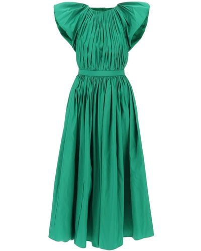 Alexander McQueen Plisado el vestido midi abierto - Verde