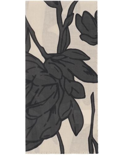 Brunello Cucinelli Flower Print Scarf - Black