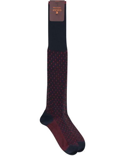 Gallo Patterned Cotton Long Socks - Purple