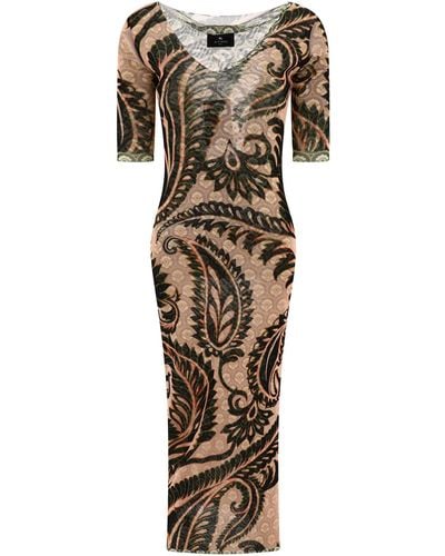 Etro Printed Tulle Dress - Metallic