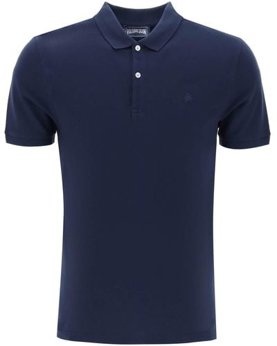 Vilebrequin Reguläres Fit -Baumwoll -Polo -Hemd - Blau