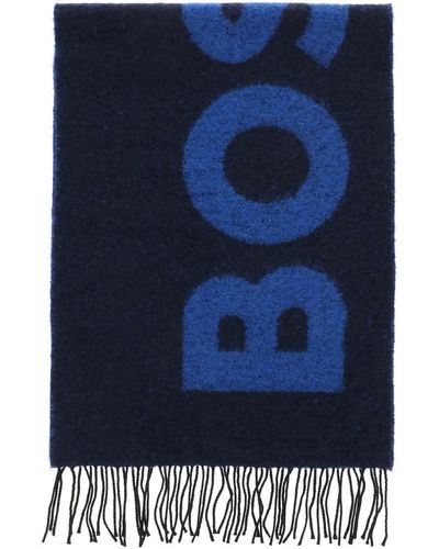 BOSS by HUGO BOSS Armin Jacquard-Schal mit Logo - Blau