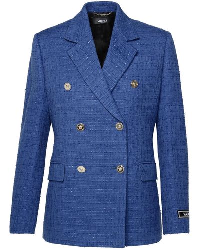 Versace Blue Cotton Blazer Blazer - Blau