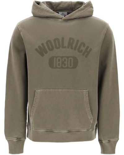 Woolrich Felpa Con Cappuccio Logo Effetto Sbiadito - Verde