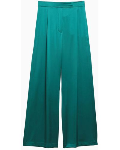 Max Mara Pianoforte Silk Wide Pants - Green