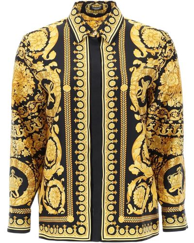 Versace Camisa de seda de Barocco - Amarillo