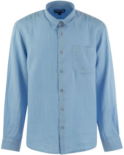 Vilebrequin Long Sleeved Linen Shirt - Blue