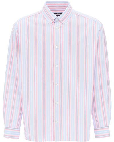 A.P.C. Mathias Striped Oxford Shirt - Wit