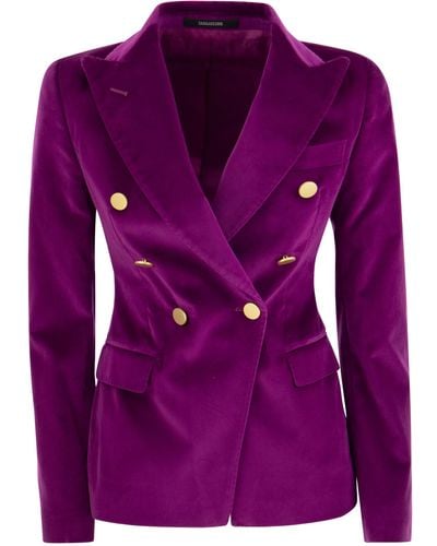 Tagliatore Blazer de terciopelo de doble pecho de Alcya - Morado