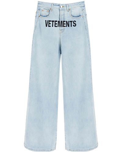 Vetements Baggy Jeans mit Logo -Stickerei - Blau
