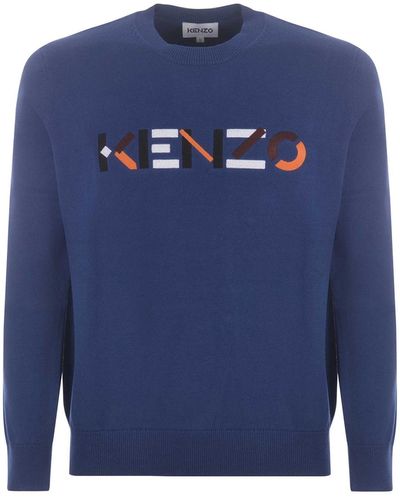 KENZO Pullover Cotton Logo - Blau