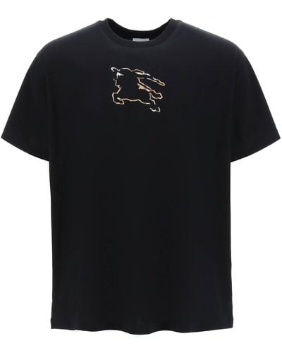 Burberry Black T -shirt Mit Ekd -scheck - Zwart