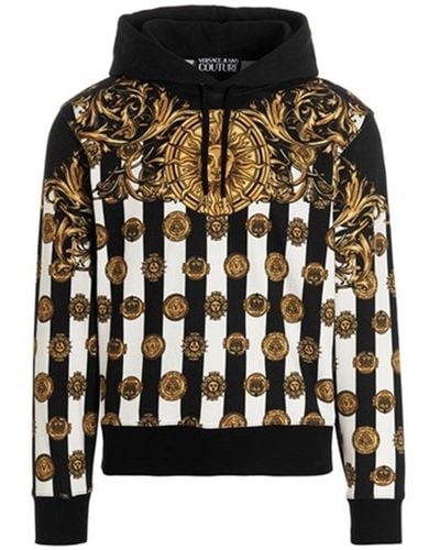 Versace Jeans Couture Bedrucktes Kapuzen -Sweatshirt - Schwarz