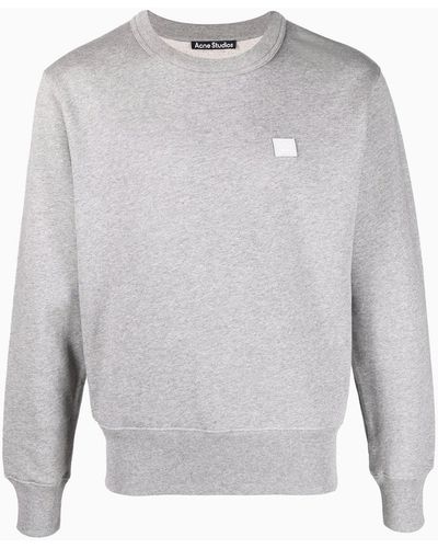 Acne Studios Light Gray Sweatshirt With Face Logo Patch