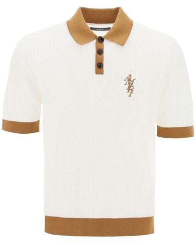 Amiri Polo -Hemd mit kontrastierenden Kanten und gestickten Logo - Weiß