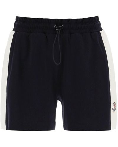 Moncler Sportieve Shorts Met Nylon -inserts - Blauw