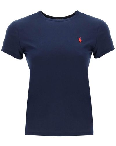 Polo Ralph Lauren Basic T-shirt Met Geborduurd -logo - Blauw