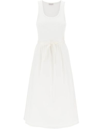 Moncler Zwei -Ton -Midi -Kleid - Weiß
