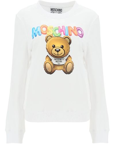 Moschino 'Teddy Bear' Imprimé Crew Neck Sweatshirt - Blanc