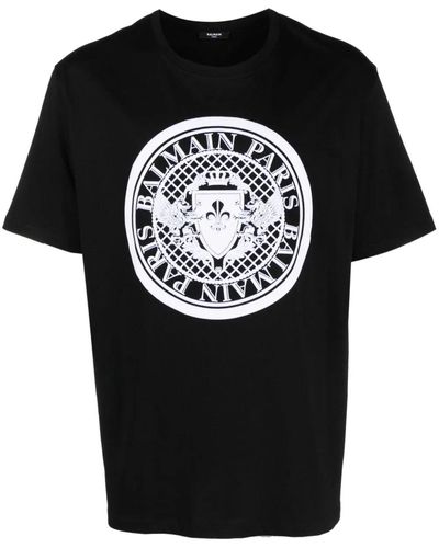 Balmain Man Noir/Blanc T -Shirt und Polo CH1 EG000 BB17 - Schwarz