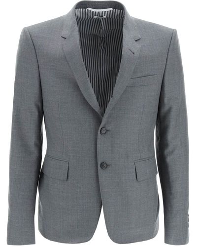 Thom Browne Slim Fit Blazer in Super 120 S Wolle - Grau