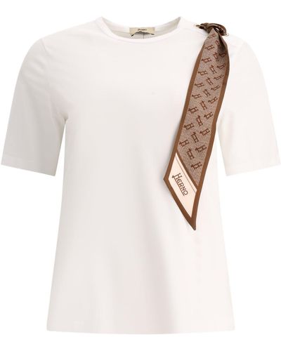 Herno T Shirt With Silk Scarf - Natural