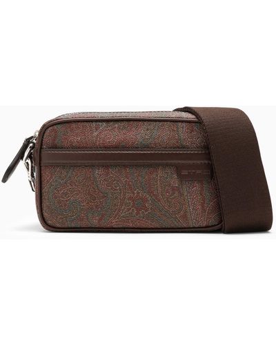 Etro Paisley Mini Bag In Coated Canvas - Brown