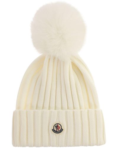 Moncler Hut mit Pom Pom - Weiß
