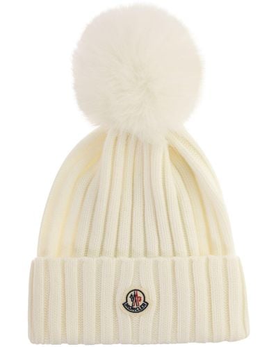 Moncler Hat With Pom Pom - White