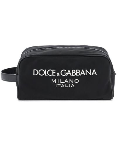 Dolce & Gabbana Beauty Case Con Logo Gommato - Nero