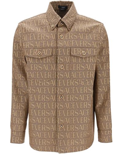 Versace Allover Overshirt Jacket - Brown