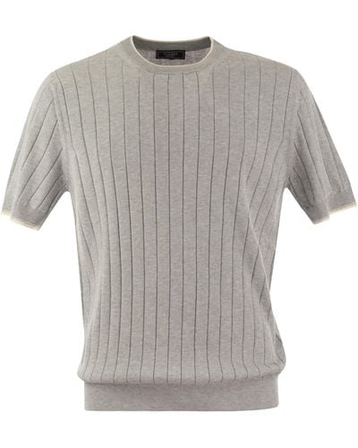 Peserico T-shirt en fil crépe en coton pur - Gris