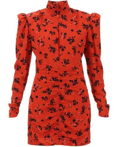 Alessandra Rich High Neck Floral Mini Robe - Rouge