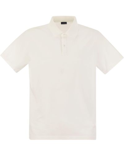 Paul & Shark Garment Dyed Pique Cotton Polo Shirt - White