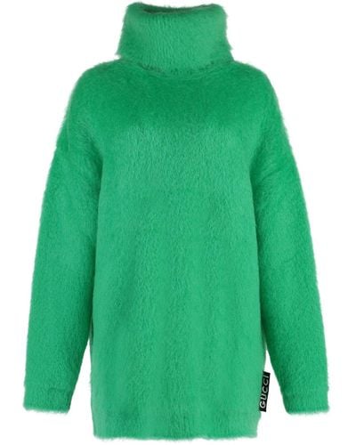 Gucci Vestido de mini suéter Mohair Blend Mini - Verde