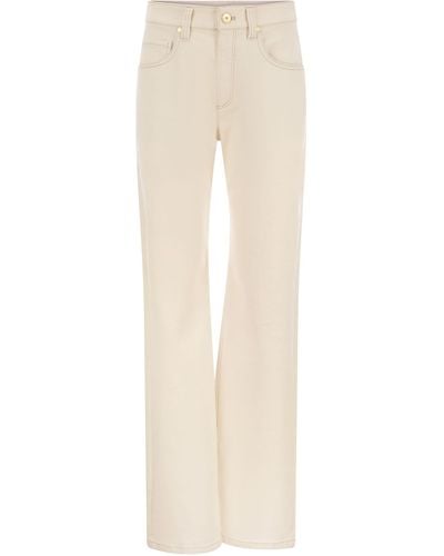 Brunello Cucinelli Lose Hose im Kleidungsstück gefärbt Komfort Jeans mit glänzendem Tab - Natur