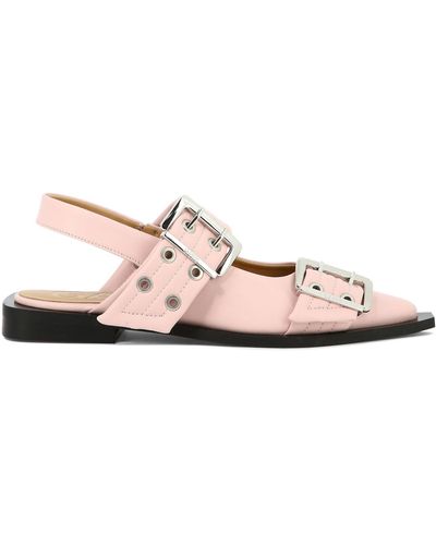 Ganni Banni Buckle Ballerinas - Rosa