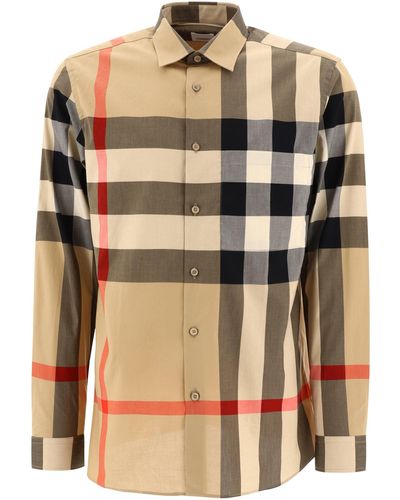 Burberry Camicia di cotone che controlla - Marrone