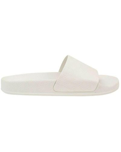 Balmain Cuir Calypso Monogram slide - Blanc